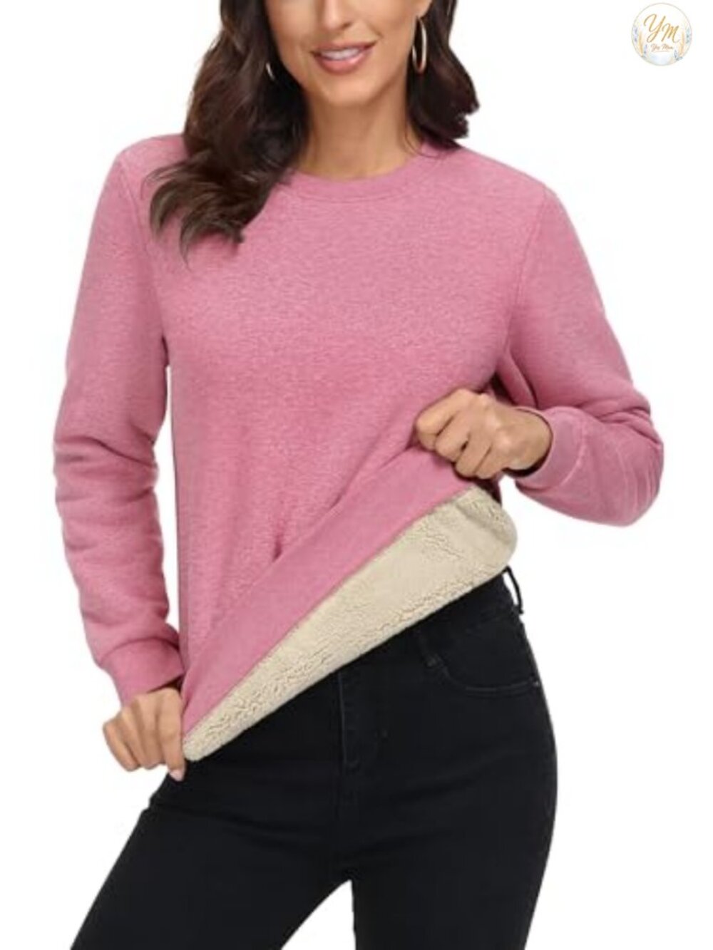 Sherpa Lined Fleece Pullover Sweatshirt Winter Warm Thick Thermal
